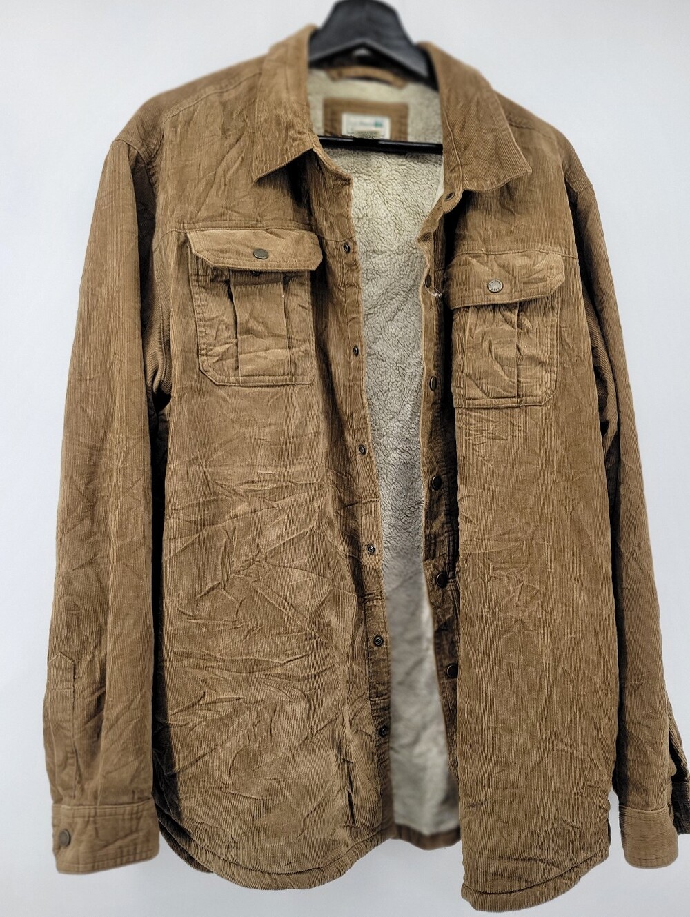 L.L.Bean Men's Fleece Lined Corduroy Shirt Jacket Size Large Tan - Picture 2 of 9